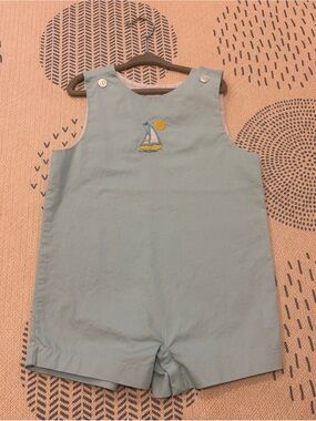 Little English Light Blue Sailboat Romper
